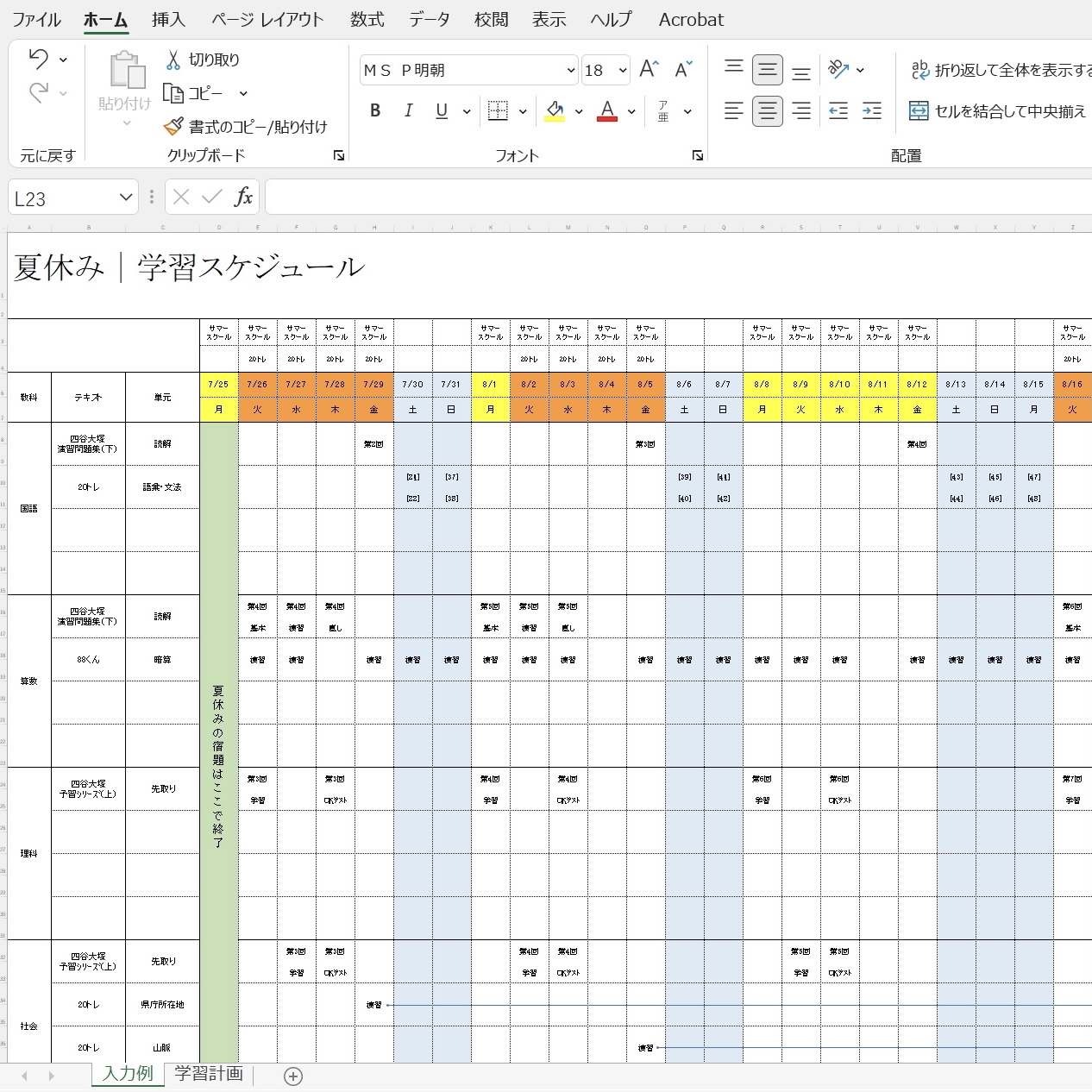 Read more about the article 夏休みの学習計画